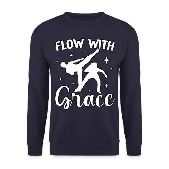 Mit Anmut fließen - Unisex Pullover - Navy - Vorne - Alina (178cm) & Michal (187cm)