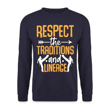 Respektieren Sie die Traditionen und die Abstammung - Unisex Pullover - Navy - Vorne - Alina (178cm) & Michal (187cm)