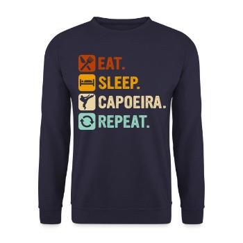 Essen Schlaf Capoeira Wiederholen - Unisex Pullover - Navy - Vorne - Alina (178cm) & Michal (187cm)