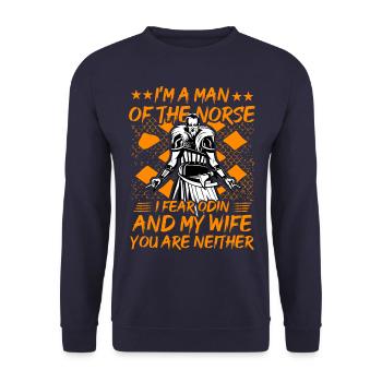 Je suis un homme des nordiques, j’ai peur d’Odin et de ma femme. - Sweat-shirt Unisexe - marine - Devant - Alina (178cm) & Michal (187cm)