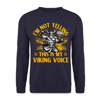 Ich schreie nicht, das ist meine Wikingerstimme - Unisex Pullover - Navy - Vorne - Alina (178cm) & Michal (187cm)
