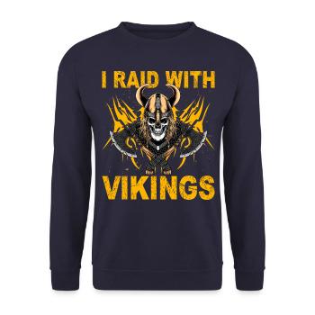 I raid with Vikings - Unisex Sweatshirt - navy - Front - Alina (178cm) & Michal (187cm)