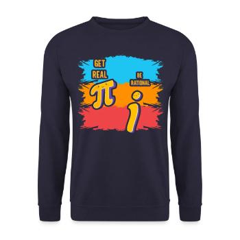 Realistisch werden vs. rational sein - Unisex Pullover - Navy - Vorne - Alina (178cm) & Michal (187cm)