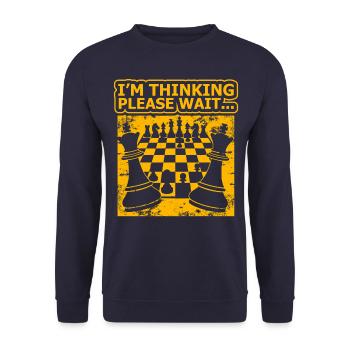 Humour d’échecs – Je pense - Sweat-shirt Unisexe - marine - Devant - Alina (178cm) & Michal (187cm)