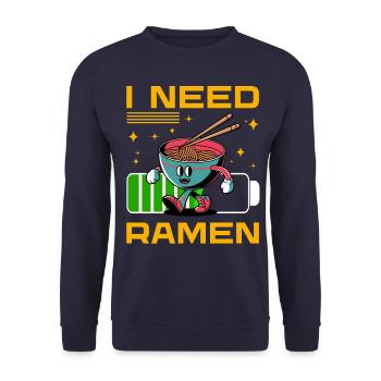 Ich brauche Ramen - Unisex Pullover - Navy - Vorne - Alina (178cm) & Michal (187cm)