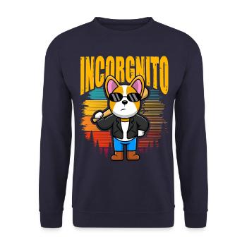 Incorgnito – Jeu de mots amusant sur le corgi - Sweat-shirt Unisexe - marine - Devant - Alina (178cm) & Michal (187cm)
