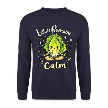Salat Romaine Calm – Lustiger Salat - Unisex Pullover - Navy - Vorne - Alina (178cm) & Michal (187cm)