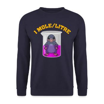 1 mole/L - Sweat-shirt Unisexe - marine - Devant - Alina (178cm) & Michal (187cm)