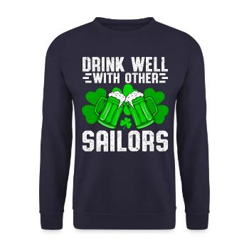 Drink well with other Sailors - Unisex Sweatshirt - navy - Front - Alina (178cm) & Michal (187cm)