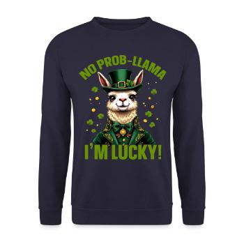 Pas de prob-llama J’ai de la chance - Sweat-shirt Unisexe - marine - Devant - Alina (178cm) & Michal (187cm)