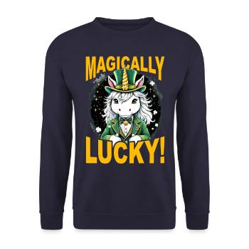 Magisches Glück - Unisex Pullover - Navy - Vorne - Alina (178cm) & Michal (187cm)