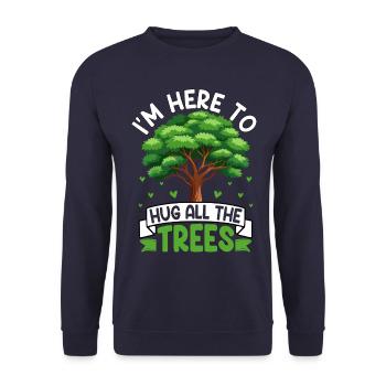 Ich bin hier, um alle Bäume zu umarmen - Unisex Pullover - Navy - Vorne - Alina (178cm) & Michal (187cm)