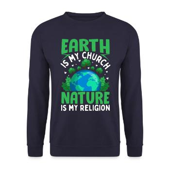 La Terre est mon église, la nature est ma religion - Sweat-shirt Unisexe - marine - Devant - Alina (178cm) & Michal (187cm)