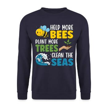 Aidez plus d’abeilles à planter plus d’arbres pour nettoyer les mers - Sweat-shirt Unisexe - marine - Devant - Alina (178cm) & Michal (187cm)