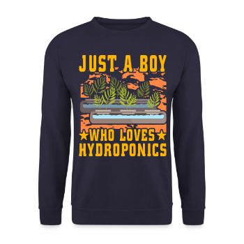 Just a Boy who loves Hydroponics - Unisex Sweatshirt - navy - Front - Alina (178cm) & Michal (187cm)