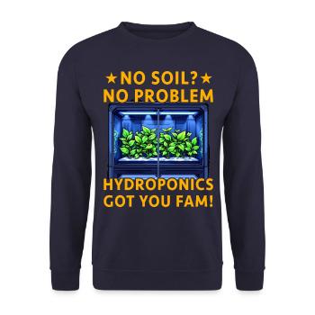 Keine Erde? Kein Problem, Hydroponik hat dich erwischt! - Unisex Pullover - Navy - Vorne - Alina (178cm) & Michal (187cm)