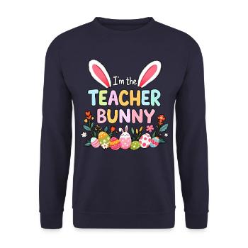 Je suis le lapin de l’enseignant - Sweat-shirt Unisexe - marine - Devant - Alina (178cm) & Michal (187cm)