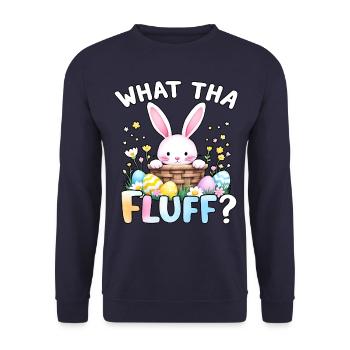 What tha Fluff? - Unisex Sweatshirt - navy - Front - Alina (178cm) & Michal (187cm)