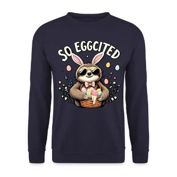 So Eggcited - Unisex Sweatshirt - navy - Front - Alina (178cm) & Michal (187cm)
