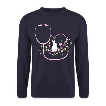 Nurse Doctor Heartbeat Easter - Unisex Sweatshirt - navy - Front - Alina (178cm) & Michal (187cm)