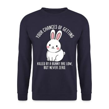 Your chances of getting killed by a bunny are - Unisex Sweatshirt - navy - Front - Alina (178cm) & Michal (187cm)
