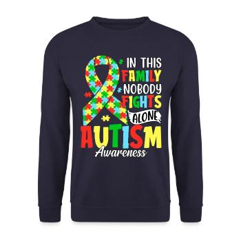 In dieser Familie kämpft niemand alleine gegen Autismus - Unisex Pullover - Navy - Vorne - Alina (178cm) & Michal (187cm)