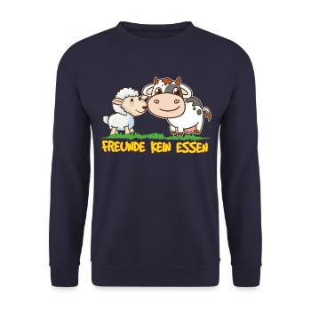 Vegan Tiere sind Freunde Veganer Vegetarier - Unisex Pullover - Navy - Vorne - Alina (178cm) & Michal (187cm)