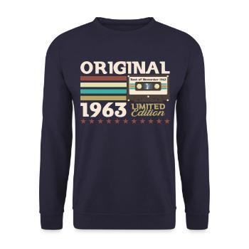 Cassette du 60e anniversaire novembre Vintage 1963 - Sweat-shirt Unisexe - marine - Devant - Alina (178cm) & Michal (187cm)