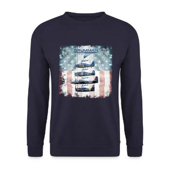 Grumman fighters WW2 - Unisex Sweatshirt - navy - Front - Alina (178cm) & Michal (187cm)