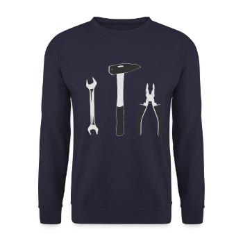 Handwerker Werkzeug Mann Frau Kind - Unisex Pullover - Navy - Vorne - Alina (178cm) & Michal (187cm)
