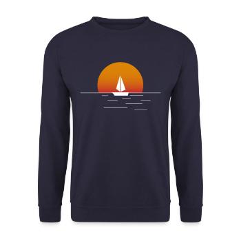 Segelboot am Meer - Unisex Pullover - Navy - Vorne - Alina (178cm) & Michal (187cm)