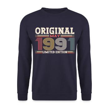 Original Mai 1991 Vintage 1991 Anniversaire 1991 - Sweat-shirt Unisexe - marine - Devant - Alina (178cm) & Michal (187cm)