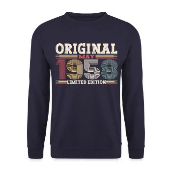 Original mai 1958 Vintage 1958 anniversaire 1958 - Sweat-shirt Unisexe - marine - Devant - Alina (178cm) & Michal (187cm)