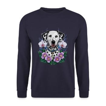 Süßer Dalmatiner mit Orchideen - Unisex Pullover - Navy - Vorne - Alina (178cm) & Michal (187cm)