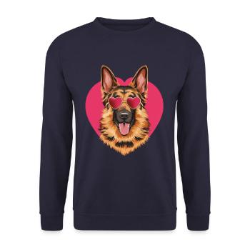 Berger allemand cool avec lunettes de soleil - Sweat-shirt Unisexe - marine - Devant - Alina (178cm) & Michal (187cm)