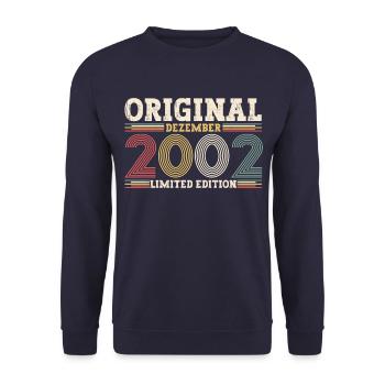 21st Birthday December Born in 2002 - Unisex Sweatshirt - navy - Front - Alina (178cm) & Michal (187cm)