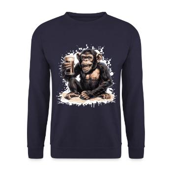 Monkey Beer Funny - Unisex Sweatshirt - navy - Front - Alina (178cm) & Michal (187cm)