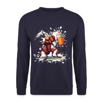 Ant Beer Funny - Unisex Sweatshirt - navy - Front - Alina (178cm) & Michal (187cm)
