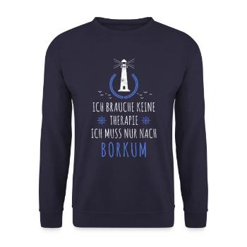 Borkum - Urlaub Meer Nordsee Urlauber Spruch - Unisex Pullover - Navy - Vorne - Alina (178cm) & Michal (187cm)