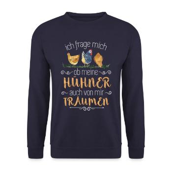 Super Huhn Spruch für Hühnerzüchter Geschenk - Unisex Pullover - Navy - Vorne - Alina (178cm) & Michal (187cm)