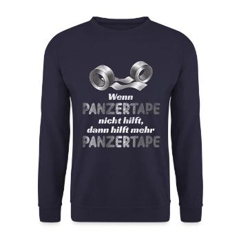 Netter Gaffa Tape Spruch für Pfuscher Geschenk - Unisex Pullover - Navy - Vorne - Alina (178cm) & Michal (187cm)