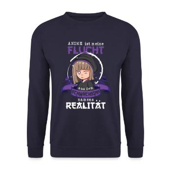 Netter Anime schauen Spruch, Anime Geschenk - Unisex Pullover - Navy - Vorne - Alina (178cm) & Michal (187cm)
