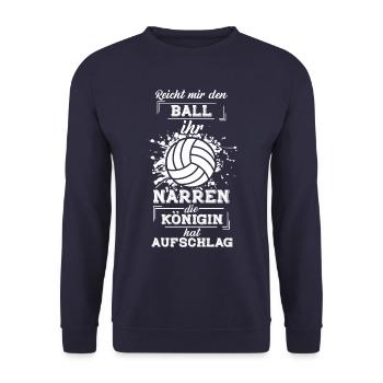 Volleyball Turnier Spruch, Volleyball Geschenk - Unisex Pullover - Navy - Vorne - Alina (178cm) & Michal (187cm)