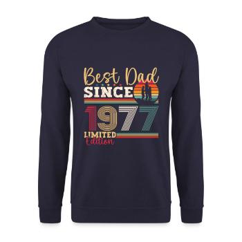 Herren Bester Papa Seit 1977 Vatertag Geschenk Fun - Unisex Pullover - Navy - Vorne - Alina (178cm) & Michal (187cm)