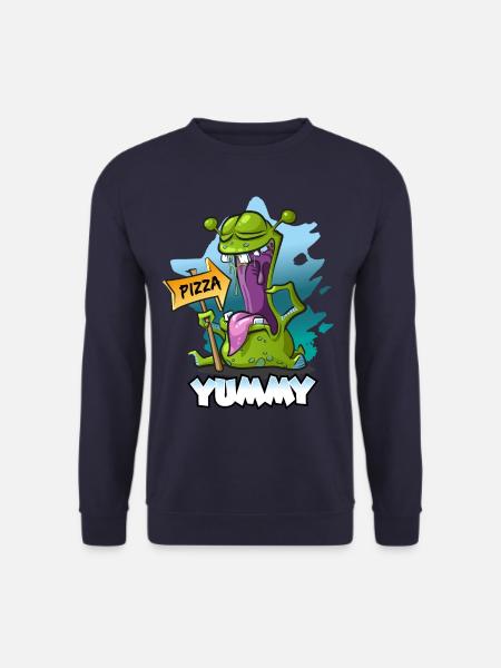 Pizza Monster Alien - Yummy Spruch - Unisex Sweatshirt - navy