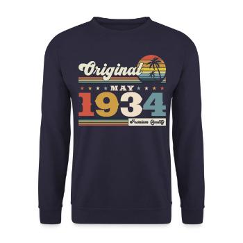 Original 1934 Vintage 1934 90th Birthday 1934 - Unisex Sweatshirt - navy - Front - Alina (178cm) & Michal (187cm)