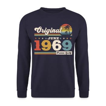 Original Juin 1969 Millésime 1969 Anniversaire 1969 - Sweat-shirt Unisexe - marine - Devant - Alina (178cm) & Michal (187cm)