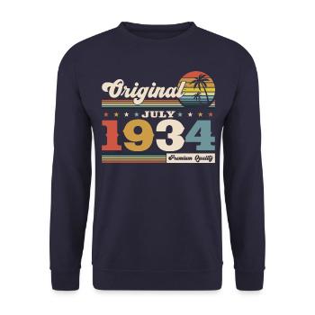 90th Birthday Original July 1934 Born 1934 - Unisex Sweatshirt - navy - Front - Alina (178cm) & Michal (187cm)