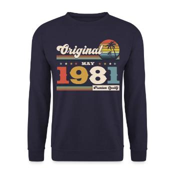 44th Birthday Original May Born 1981 - Unisex Sweatshirt - navy - Front - Alina (178cm) & Michal (187cm)