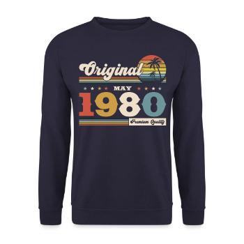 45ème Anniversaire Original Mai Millésime 1980 - Sweat-shirt Unisexe - marine - Devant - Alina (178cm) & Michal (187cm)